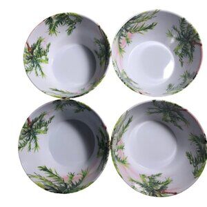 🛒 $8 4 Melamine Bowls Tropical Palmtree Dinnerware New #S